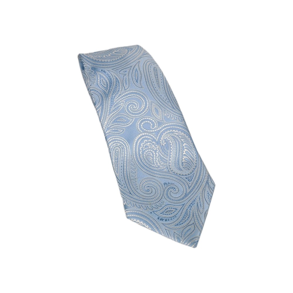 Donald J Trump Signature 100% Silk Light Blue Silver Shine Paisley Print Necktie